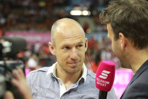 Arjen Robben (FC Bayern) im Telekom - Interview Basketball Playoff FC Bayern München Basketball - Brose Baskets Bamberg 26.05.2018