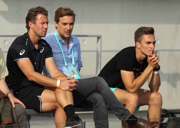 ANGELIQUE KERBER Team auf der Tribuene, L-R. Trainer WIM Fissette, Manager Aljoscha Thron und Physiotherapeut Timo Schall. Copyright: xJuergenxHasenkopfx