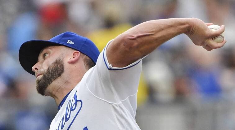 May 29, 2018 - Kansas City, MO, USA - Kansas City Royals starting pitcher Danny Duffy throws in the second inning against the Minnesota Twins on Tuesday, May 29, 2018, at Kauffman Stadium in Kansas City, Mo. Minnesota at Kansas City - ZUMAm67_ 20180529_zaf_m67_039 Copyright: xJohnxSleezerx