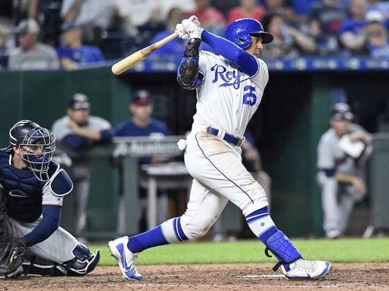 May 29, 2018 - Kansas City, MO, USA - The Kansas City Royals Jon Jay follows through on a single in the eighth inning against the Minnesota Twins on Tuesday, May 29, 2018, at Kauffman Stadium in Kansas City, Mo. Minnesota at Kansas City - ZUMAm67_ 20180529_zaf_m67_050 Copyright: xJohnxSleezerx