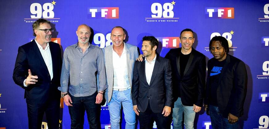 Bilder des Tages - SPORT Frank Leboeuf - Laurent Blanc - Alain Boghossian - Youri Djorkaeff - Bixente Lizarazu - Bernard Diomede CELEBRITES : Avant Premiere 98 Secrets d une victoire - Paris - 30 05 2018 JBAutissier Panoramic 