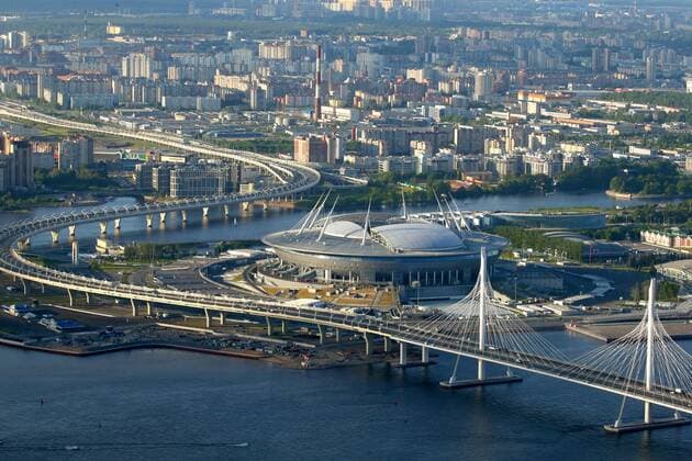 Bilder des Tages - SPORT ST PETERSBURG, RUSSIA - MAY 30, 2018: A view of Saint Petersburg Stadium, a venue for 2018 FIFA World Cup WM Weltmeisterschaft Fussball matches. Peter Kovalev TASS  TS081E96