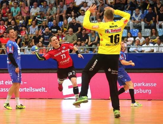 BAU 02.06.2018 Bietigheim Handball SG BBM Bietigheim vs. HBW Balingen-Weilstetten, v.l. Martin Marcec (BBM), Tomas Mrkva (Balingen)