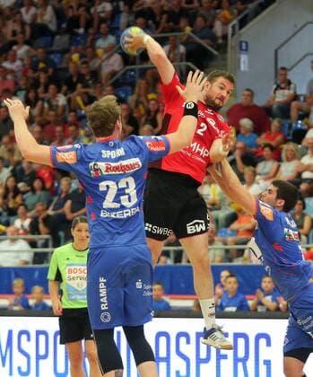 BAU 02.06.2018 Bietigheim Handball SG BBM Bietigheim vs. HBW Balingen-Weilstetten, Robin Haller (BBM, Mitte)