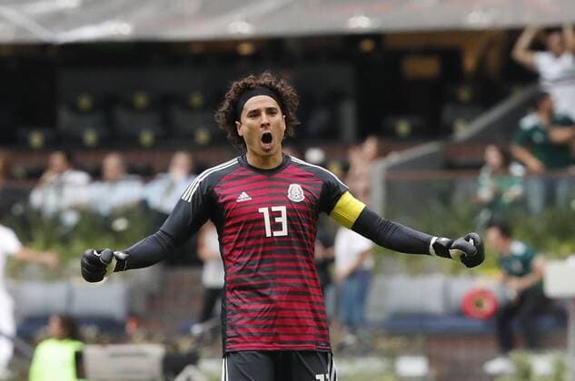 WM 2018, Testspiel, Mexiko - Schottland Mexico s goalkeeper Guillermo Ochoa celebrates a goal of his team during the friendly match between Mexico and Scotland on the way to the 2018 World Cup in Russia, held at the Azteca stadium in Mexico City, Mexico, on 2 June 2018. MEXICO VS SCOTLAND !ACHTUNG: NUR REDAKTIONELLE NUTZUNG!  Copyright: xJorgexNúnezx MEX52 20180603-636635977149575945