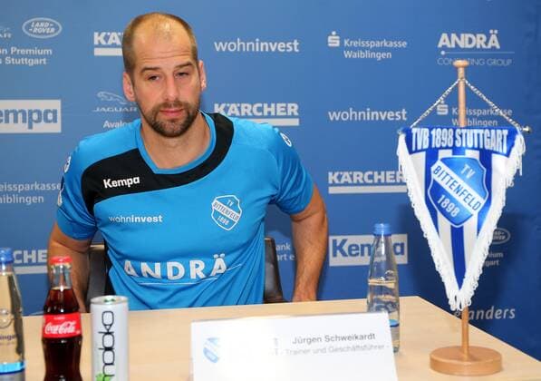 BAU 03.06.2018 Stuttgart Handball TVB Stuttgart PK, Trainer Jürgen Schweikardt bleibt Trainer und erhält einen 3-Jahres-Vertrag, Trainer Jürgen Schweikardt