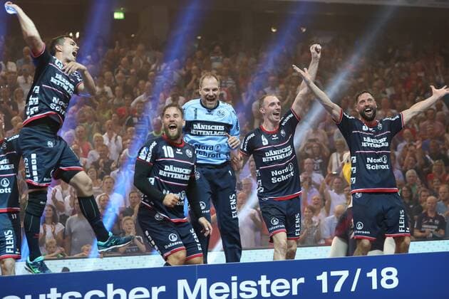 SG Flensburg-Handewitt - Frisch auf Goeppingen, Handball; Flensburg, 03.06.18 Flensburg, 03.06.18, Handball, Bundesliga, Saison 2017 2018, SG Flensburg-Handewitt - Frisch auf Goeppingen :SG Flensburg-Handewiit feiert die Meisterschaft 2017 2018