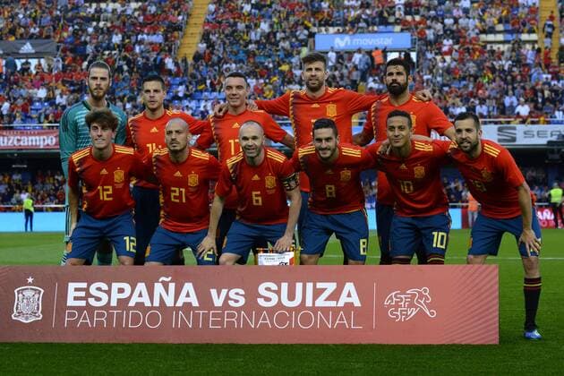 Line up of Spain during a International Friendly Länderspiel match between Spain against Switzerland in La Ceramica Stadium, Villarreal, Spain, on 03 June of 2018.