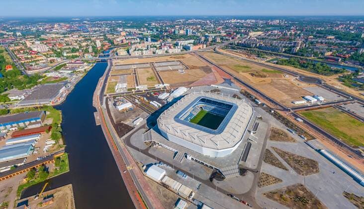 WM 2018 Sportstätte, Kaliningrad-Stadion, Kaliningrad Aerial image of the Kaliningrad Stadium, Russia. AirPanoxLLC 