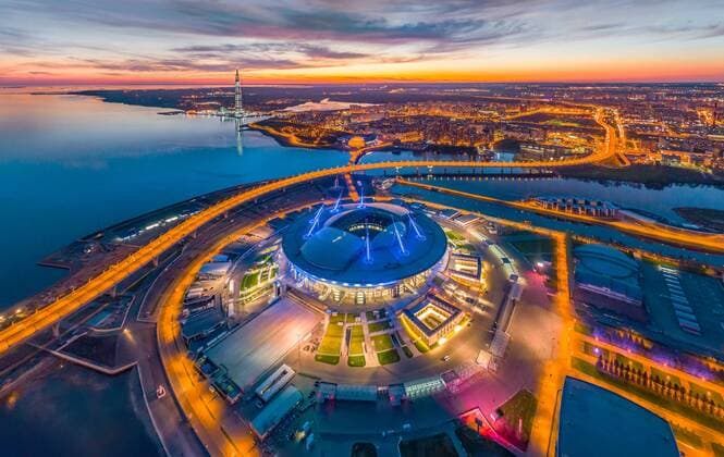 WM 2018 Sportstätte, Sankt-Petersburg-Stadion, Sankt Petersburg Aerial image of Saint Petersburg Stadium, Russia. AirPanoxLLC 