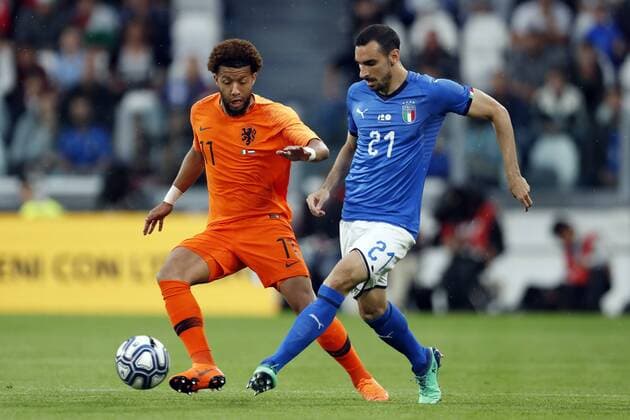 (l-r) Terence Kongolo of Holland, Davide Zappacosta of Italy during the International Friendly Länderspiel match between Italy and The Netherlands at Allianz Stadium on June 04, 2018 in Turin, Italy International friendly match 2017 2018 xVIxVIxImagesx xMauricexvanxSteenxIVx 11130823