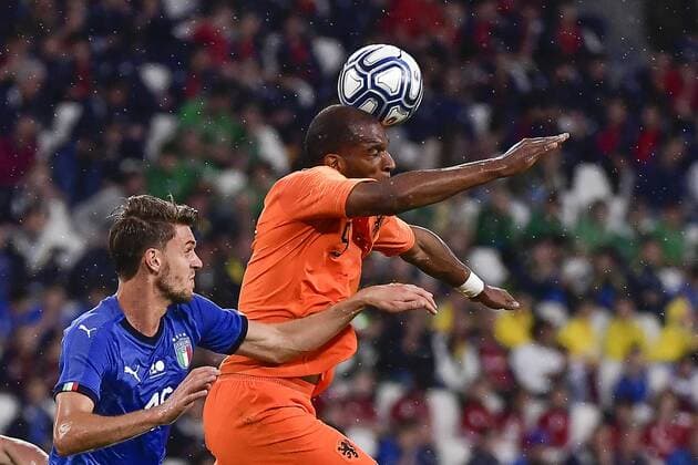 Photo LaPresse - Marco Alpozzi June 4, 2018 Turin ( Italy ) Italy vs Netherlands - friendly match - Allianz Arena Stadium of Turin. in the pic: Alessio Romagnoli (Italy)Daniele Rugani (Italy)Ryan Babel (Netherlands);  Copyright: xLaPresse MarcoxAlpozzix