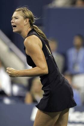 - NEW YORK, USA : Maria Sharapova of Russia celebrates after defeating Belgian Justine Henin-Hardenne in the women final match at the US Open Tennis tournament, Saturday 09 September 2006, in Flushing Meadows, New York. Sharapova won 6-4, 6-4. DIDIERxMOSSIAT  x5014171x