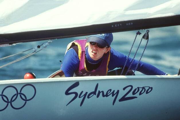 SYD03--SYDNEY,AUSTRALIA: SAILING, Belgian sailer Min Dezillie in action during the last heat of the Europe boat sailing regatta at the Sydney 2000 Olympic Games Olympische Spiele Olympia OS this Friday September 29, 2000. Dezillie finishes as 7th and takes the 6th place in the final classification. PHOTO BELGA REPORTERS NO USE BY LLB, DH, VERS L AVENIR PHILIPPExBUISSIN  x515166x