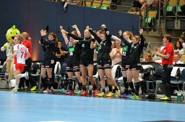 06.06.2018, xemx, Handball Damen Testspiel, Deutschland - Polen, emspor, Jubel bei der Deutschen Bank Muenchen