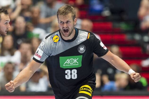 GER, Handball Laenderpiel Herren, Deutschland vs Norwegen 06.06.2018, Olympiahalle , Muenchen, GER, Handball Laenderpiel Herren, Deutschland vs Norwegen, im Bild Fabian Boehm (Deutschland 38) jubelt