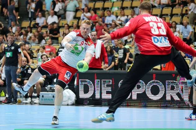 Henrik Jakobsen (NOR) und Andreas Wolff (GER) waehrend dem Laenderspiel der Handball Maenner zwischen Deutschland und Norwegen am 06.06.18 in der Olympiahalle Muenchen. Testspiel, Handball Maenner Deutschland - Norwegen Muenchen Copyright: xEIBNER MarcelxEngelbrechtx EP_MET