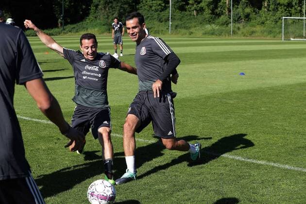 June 7, 2018 - EUM20180607DEP03.JPG.COPENHAGUE, Dinamarca. SoccerFutbol-Seleccion Mexicana.- Andres Guardado y Rafael Marquez durante la sesion de entrenamiento de la Seleccion Mexicana, este 7 de junio de 2018, de cara al partido contra Dinamarca este sabado. Foto: Agencia EL UNIVERSALLuis CortesEELG Latin News: June 7, 2018  - ZUMAu78_ 20180607_zaf_u78_523 Copyright: xElxUniversalx