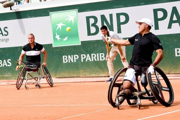 Stephane Houdet (Fra) Nicolas Peifer - Finale Double Homme Wheelchair TENNIS : Internationaux de France de Roland Garros 2018 - Finale Double Hommes Fauteuil - Paris - 09 06 2018 JBAutissier Panoramic 