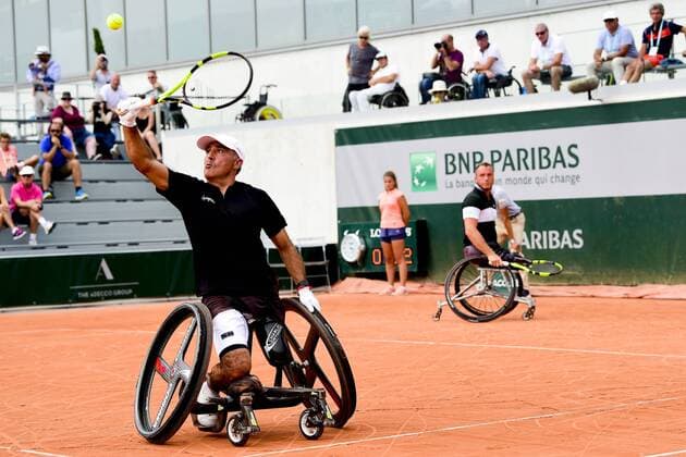 Stephane Houdet (Fra) Nicolas Peifer - Finale Double Homme Wheelchair TENNIS : Internationaux de France de Roland Garros 2018 - Finale Double Hommes Fauteuil - Paris - 09 06 2018 JBAutissier Panoramic 