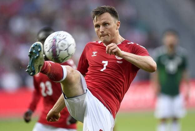William Kvist fra Danmark under venskabs landskampen i fodbold mellem Danmark og Mexico paa Broendby Stadion, loerdag den 9. juni 2018. , Broendby Denmark  Copyright: Â©LarsxMoeller LarsxMoellerx COP102 spdk20180609-205757-L