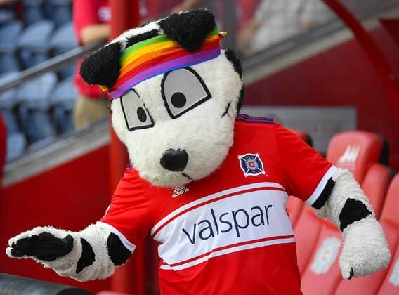 BRIDGEVIEW, IL - JUNE 09: Chicago Fire mascot Sparky pose before the game against the New England Revolution on June 9, 2018 at Toyota Park in Bridgeview, Illinois. (Photo by Quinn Harris Icon Sportswire) SOCCER: JUN 09 MLS Fussball Herren USA - New England Revolution at Chicago Fire Icon186900002 EDITORIAL USE ONLY