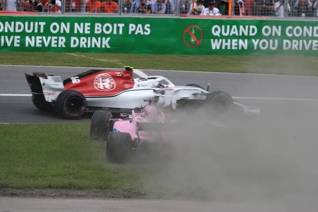 10th June 2018, Circuit Gilles-Villeneuve, Montreal, Canada; Canadian Formula One Grand Prix, race day; Sahara Force India; Sergio Perez goes off course and back on in the chicane  ActionPlus12035557 Octane