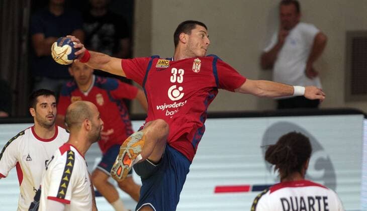 10.06.2018 Nis Serbia-Portugal EHF European qualify play off men s handball (L) Portugal,Mijajlo Marsenic (c) Serbia : 