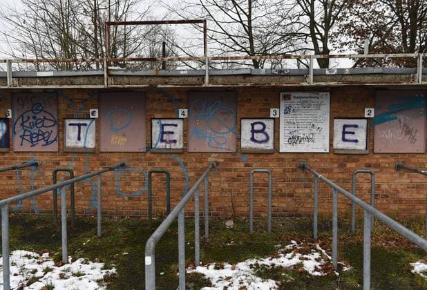 Fussball, Herren, Saison 2017 2018, NOFV-Oberliga Nord, Tennis Borussia, Kassen am Gästeblock im Mommsenstadion (TeBe, Tennis Borussia), 11.12. 2017 2017, Copyright: xMatthiasxKochx