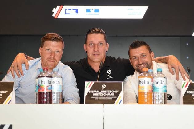 Bilder des Tages - SPORT Handball, Herren, Weltmeisterschaft 2019 in Deutschland und Dänemark, Vorstellung der Berliner WM-Botschafter, Andreas Neuendorf, Stefan Kretschmar, Torsten Mattuschka, 11.06.18, Copyright: xMichaelxHundtx xMatthiasxKochx
