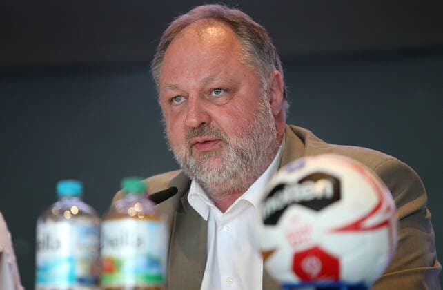 Berlin, Mercedes-Benz-Arena , 11.06.18, Vorstellung der Berliner Handball-WM-Botschafter anlaesslich der Handball Weltmeisterschaft 2019 Bild: DHB Praesident Andreas Michelmann Vorstellung der Berliner Handball-WM-Botschafter