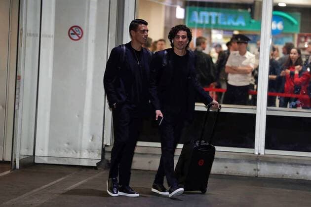 June 11, 2018 - EUM20180611DEP06.JPG.MOSCÃö, Rusia. SoccerFutbol-Seleccion Mexicana.- 11 de junio de 2018. Aspectos de la llegada de los integrantes de la Seleccion Mexicana al aeropuerto de Moscu, para su participacion en el Mundial Rusia 2018, que inicia el 14 de junio. Foto: Agencia EL UNIVERSALLuis CortesEELG Latin News: June 11, 2018  - ZUMAu78_ 83727033st Copyright: xElxUniversalx