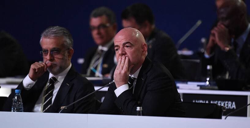 Fussball, Herren, Saison 2017 18, Ein Tag vor Beginn der Weltmeisterschaft in Russland, 68. FIFA-Kongress im Moskauer Expocenter, FIFA-Präsident Gianni Infantino, 13.06. 2018, Copyright: xMatthiasxKochx