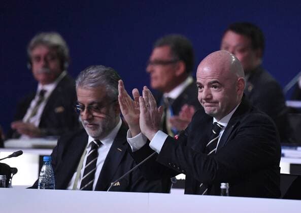 Fussball, Herren, Saison 2017 18, Ein Tag vor Beginn der Weltmeisterschaft in Russland, 68. FIFA-Kongress im Moskauer Expocenter, FIFA-Präsident Gianni Infantino, 13.06. 2018, Copyright: xMatthiasxKochx