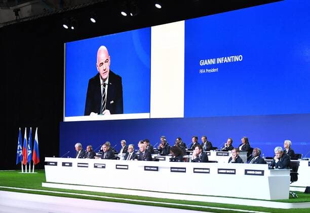 Bilder des Tages - SPORT Fussball, Herren, Saison 2017 18, Ein Tag vor Beginn der Weltmeisterschaft in Russland, 68. FIFA-Kongress im Moskauer Expocenter, FIFA-Präsident Gianni Infantino, 13.06. 2018, Copyright: xMatthiasxKochx
