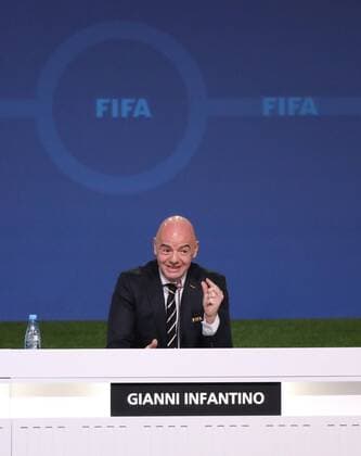 (180613) -- MOSCOW, June 13, 2018 -- FIFA President Gianni Infantino addresses the opening ceremony of the 68th FIFA Congress in Moscow, Russia, on June 13, 2018. The 68th FIFA Congress opened here on Wednesday, one day before the first match of the 2018 World Cup in Russia kicked off. ) (SP)RUSSIA-MOSCOW-68TH FIFA CONGRESS XuxZijian 