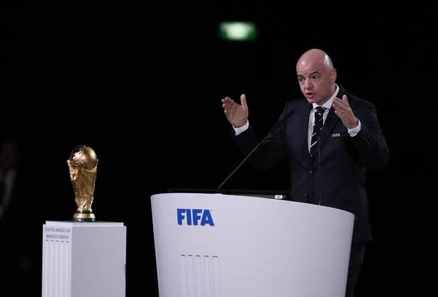 (180613) -- MOSCOW, June 13, 2018 -- FIFA President Gianni Infantino delivers a speech at the 68th FIFA Congress in Moscow, Russia, on June 13, 2018. The 68th FIFA Congress opened here on Wednesday, one day before the first match of the 2018 World Cup in Russia kicked off. ) (SP)RUSSIA-MOSCOW-68TH FIFA CONGRESS CaoxCan 