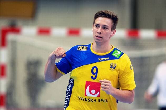 Handball, WM Qualifikation, Schweden - Niederlande 180613 Sveriges Jerry Tollbring jublar under VM-kvalmatchen i handboll mellan Sverige och Nederländerna den 13 juni 2018 i Kristianstad. Copyright: MATHILDAxAHLBERG BB180613MA012