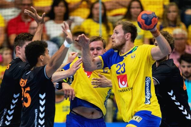 Handball, WM Qualifikation, Schweden - Niederlande 180613 Sveriges Albin Lagergren under VM-kvalmatchen i handboll mellan Sverige och Nederländerna den 13 juni 2018 i Kristianstad. Copyright: MATHILDAxAHLBERG BB180613MA020