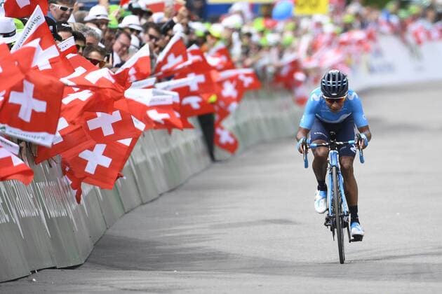 Bilder des Tages - SPORT QUINTANA Nairo (COL) of Movistar Team CYCLISME : Tour de Suisse - Etape 7 - Eschenbach Atzmannig a Arosa - 15 06 2018 PhotoNews Panoramic 