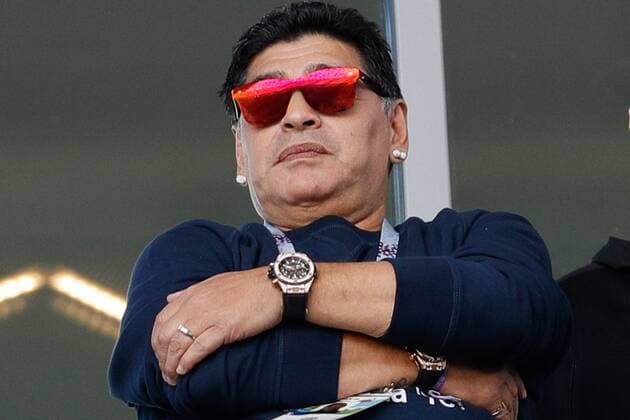 Themen der Woche - SPORT KW25 Bilder des Tages - SPORT Argentina vs Iceland MOSCOU, MO - 16.06.2018: ARGENTINA VS ICELAND - Former Argentine player Diego Armando Maradona during Argentina-Iceland match valid for the first round of group D of the 2018 World Cup, held at the Otkrytie Arena in Moscow, Russia. (Photo: Marcelo Machado de Melo Fotoarena) x1551116x  MarceloxMachadoxdexMelo