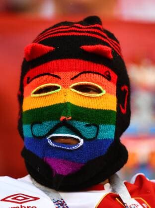 WM 2018, Fans 16th June 2018, Mordovia Arena, Mordovia, Russia; FIFA World Cup WM Weltmeisterschaft Fussball Football, Group C, Peru versus Denmark; Peru fan in team colours and face paint before the game  ActionPlus12037470 UlrikxPedersen