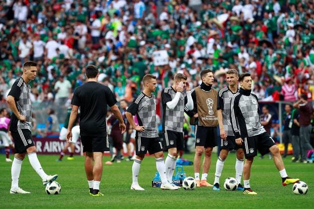 German players prior to the FIFA World Cup WM Weltmeisterschaft Fussball 2018 Group F soccer match between Germany and Mexico, in Moscow, Russia, 17 June 2018. GERMANY VS. MEXICO !ACHTUNG: NUR REDAKTIONELLE NUTZUNG!  Copyright: xJosexMendezx FWC09-56 20180617-636648505406147702