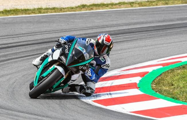 ALEX CRIVILLE with the ENEL MOTOE BIKE during the MotoGP race of the race of the Catalunya Grand Prix at Circuit de Barcelona racetrack in Montmelo, near Barcelona on June 17, 2018 (Photo: Alvaro Sanchez)