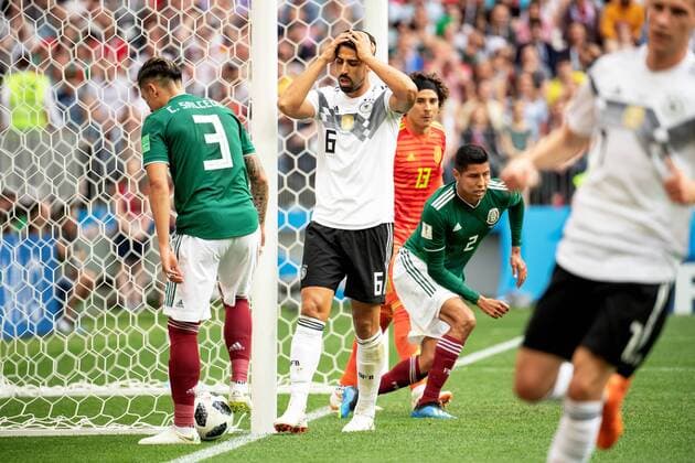 180617 Sami Khedira of Germany looks dejected during the FIFA World Cup WM Weltmeisterschaft Fussball group stage match between Germany and Mexico on June 17, 2018 in Moscow. Photo: Petter Arvidson BILDBYRAN kod PA 92069 Copyright: PETTERxARVIDSON BB180617PA050