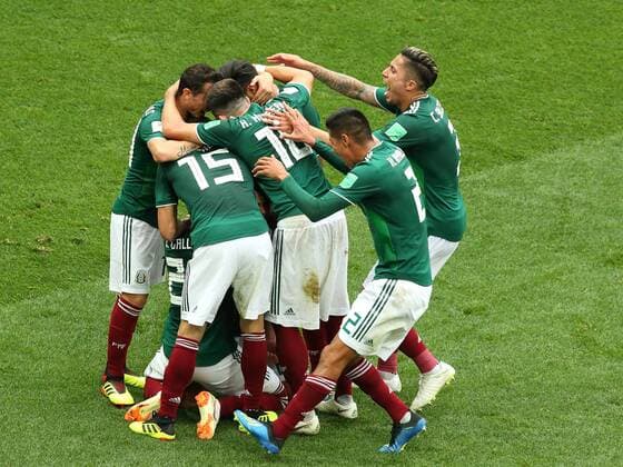 June 17, 2018, Russia, Moscow, FIFA World Cup WM Weltmeisterschaft Fussball First round, Group F, Germany vs Mexico at the Luzhniki stadium. Player of the national team Nationalteam Jess Daniel Gallardo Vasconcelos, Irwin Rodrigo Lozano Baena AlexanderxKulebyakin 