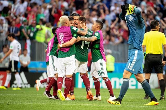 180617 Players of Mexico celebrates after the FIFA World Cup WM Weltmeisterschaft Fussball group stage match between Germany and Mexico on June 17, 2018 in Moscow. Photo: Petter Arvidson BILDBYRAN kod PA 92069 Copyright: PETTERxARVIDSON BB180617PA081