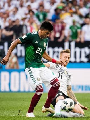 180617 Marco Reus of Germany and Jesus Gallardo of Mexico during the FIFA World Cup WM Weltmeisterschaft Fussball group stage match between Germany and Mexico on June 17, 2018 in Moscow. Photo: Petter Arvidson BILDBYRAN kod PA 92069 Copyright: PETTERxARVIDSON BB180617PA136