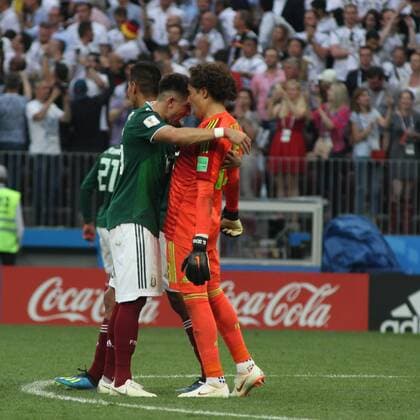 June 17, 2018 - Moscow, Russia - June 17, 2018, Russia, Moscow, FIFA World Cup WM Weltmeisterschaft Fussball First round, Group F, Germany vs Mexico at the Luzhniki stadium. Player of the national team Nationalteam Main coach; trainer; Guillermo Ochoa. World Cup 2018, Germany - Mexico  - ZUMAl75_ 20180617_zaf_l75_700 Copyright: xMaksimxKonstantinovx