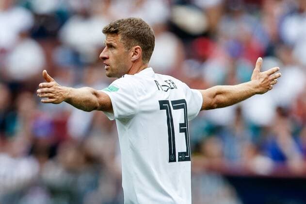 Moskau, Russland, 17.06.2018, FIFA Weltmeisterschaft, Gruppe F, Deutschland - Mexico, Thomas Mueller (GER) gestikuliert, gestik ( DeFodi507